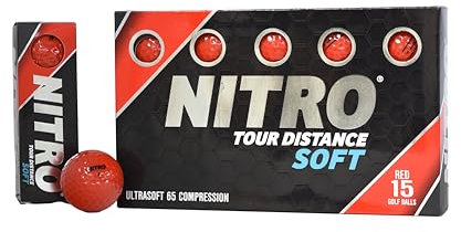 Nitro Uni – Erwachsene Tour Distance Soft Golfbälle, Rot/Ausflug, einfarbig (Getaway Solids)