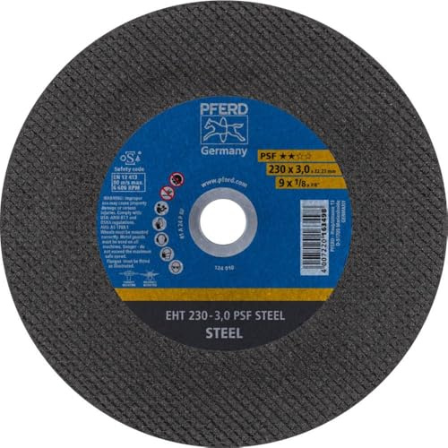 PFERD Discos de corte PSF de acero, 5 unidades, 230 x 3,0 x 22,23 mm, recto, para acero