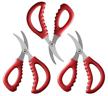 FRUTA - Forbici per frutti di mare, forbici per aragosta, multifunzionali, in acciaio inox, per pesci, gamberi, gamberi, frutti di mare, granchio, gamberetti, colore: rosso