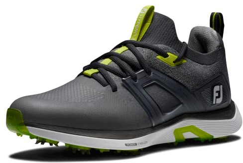 FootJoy Men's Hyperflex Golf Shoe, Charcoal Grey Lime, 6 UK