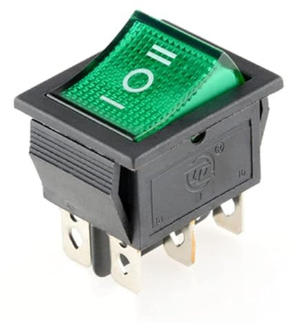 CABLEPELADO - Interruptor basculante DPDT 6 pines, 16 A, 250 V CA, 20 A, 125 V CA, luz verde