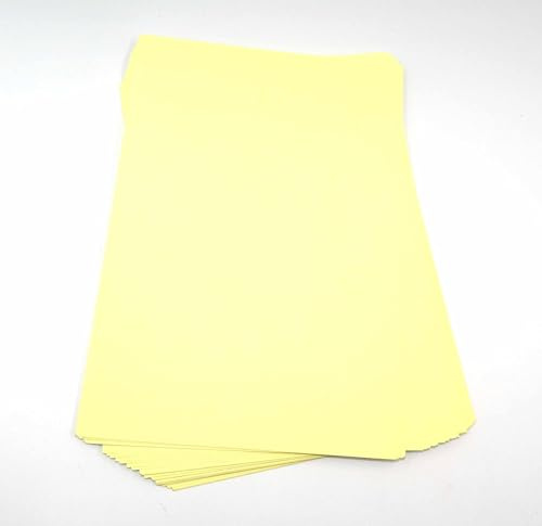 Sixstore A4 färgat papper, kort 50 ark blandade färger, äkta 200 GSM, hantverk och dekoration, konstpapper (297 x 210 mm) (pastellgul)