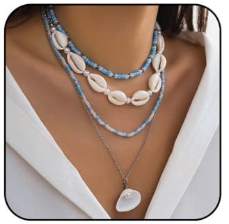 Reaky Halskette Boho Sommer Halskette Shell Multistrand Necklace Strand-Accessoires für Damen