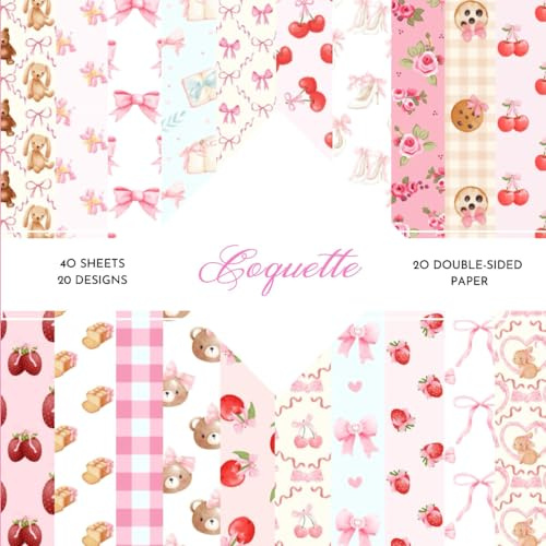 Coquette Scrapbook Paper: | Coquette Craft Paper | 8.5 x 8.5 inch | Coquette Themed Patterns | 40 patterned double sided sheets (20 designs) |