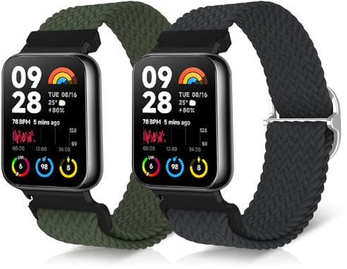 ToVioc Nylonarmband kompatibelt med Xiaomi Smartband 8 Pro, justerbara och elastiska, ventilerande sportband för Xiaomi Redmi Watch 4