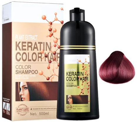 Shampoo Per Capelli Color Vino Rosso - Tinture Naturali, Copre I Grigi, Colori Lunga Durata Per Uomini E Donne, 500 Ml