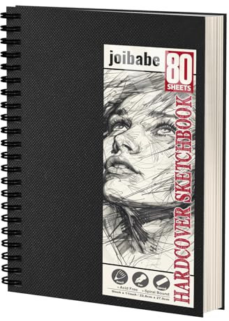 joibabe Skizzenbuch A4 -Zeichenblöcke 100g/m²,160 Seiten/80 Blatt -Spiralbindung malblock din a4 mit Hardcover -Professionelles Skizzenblock für Kinder & Erwachsene, Ideal für Skizzen