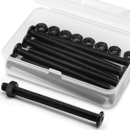 (8 sets) M6 x 70mm Flat Round Hexagon Socket Head Bolts and Nuts kit 304 Stainless Steel Black Oxide, Furniture bolts, Connector Screws for Furniture