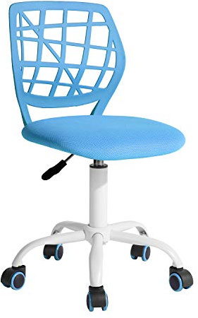FurnitureR Sedia da scrivania colorata, design moderno regolabile, sedia per computer, sedia girevole senza braccio, cameretta dei bambini, casa ufficio task chair, blu