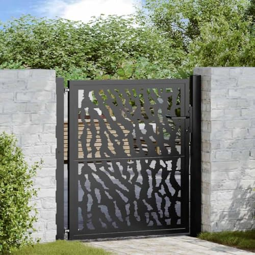 Verderoom Cancello Giardino Nero 105x106 cm in Acciaio Design a Traccia, Cancello Esterno, Cancello Giardino Esterno, Cancelletto Giardino, Cancelletto Pedonale, Cancelli in Ferro