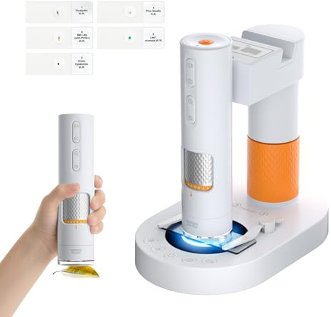 USB Digital Microscope for Kids, MatataStudio MX1-AS Portable Handheld Microscope with 3.5x-1000x Zoom, Functional Stand, Incident/Transmitted Light, Glass Slide, support Photo/Video for kids 3-12