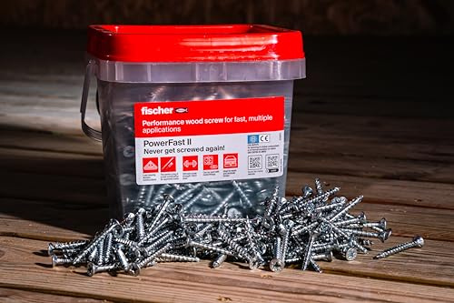 fischer 576975 FPF Power-Fast II - Tornillos para madera aglomerada (5,0 x 50 mm, cabeza avellanada con Phillips, totalmente roscados, pasivado azul, caja de 600 unidades)