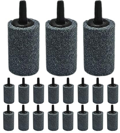 Veemoon Lot de 20 Pierres à Bulles pour Aquarium - Aérateur cylindrique pour Aquarium - Accessoires pour Pompe à air pour Bassin et Culture hydroponique - Maximise l'oxygénation de l'eau