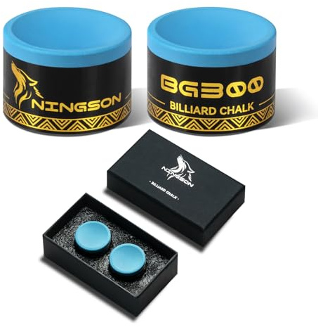 NINGSON Pool Cue Chalk 2 Pack, Nano Billiard Chalk Round Cue Chalk, Smooth Low Residue Pool Chalk, Reduce Miscue, Durable Long Lasting Chalk for Pool Table, Bars, Clubs & Home – Blue