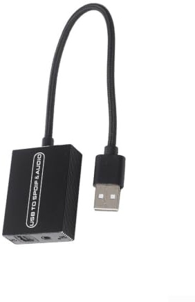 Rackumic USB till 3,5 mm och optisk ljudkonverterare aluminiumlegering för PS5 PC soundbarhögtalare hemmabio spelinställning svart (0,2 meter)