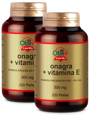 Obire | Perlas de Aceite de Onagra 500 mg | 2 Unidades | 220 Perlas | Contribuye a Aliviar los Síntomas Menstruales | Primera Presión en Frío | 10% GLA | Omega 3-6-9 | Vitamina E