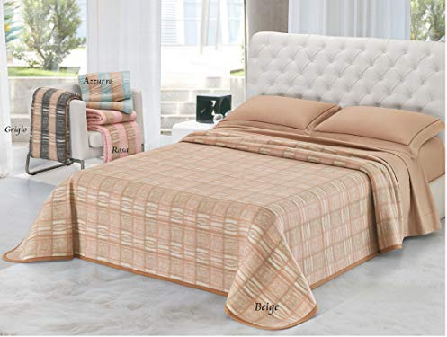 SpazioTessile Coperta Misto Lana Cork 4 colori Singolo Piazza e Mezza Matrimoniale anche Maxi (Beige, 2 Piazze,Matrimoniale)