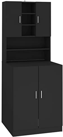 vidaXL Meuble pour Machine à Laver, Armoire de Machine à Laver avec Rangement, Meuble pour Lave-Linge de Salle de Bain Buanderie, Noir