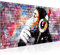 Runa Art Wandbild Banksy-Style Affe mit Kopfhörer 1 Teilig 100 x 40 cm Modern Bild auf Vlies Leinwand Street Art Graffiti Loft Wohnzimmer Bunt 042512c