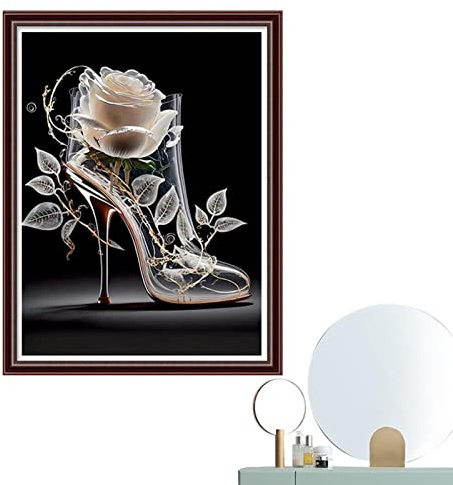 Gem Art Diamond Painting Kit, Blommor Diamantmålningssatser, 12x16tum Full Drill Diamond Dots-målningar för nybörjare, rund 5D-målning med diamanter Bilder Gem Art Abonda