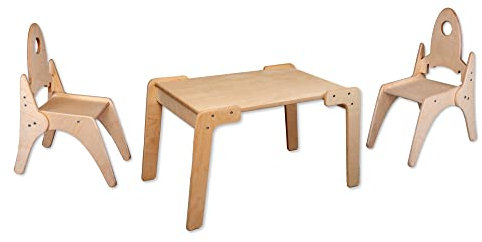 Kindertisch mit Stühlen | Kindersitzgruppe | Kindermöbel Set für Malen Lesen Essen Spielen | Kindermöbel-Set mit Esstisch | Kinderstühle mit Spieltisch (Spieltisch + 2 Rocket Stuhlen)