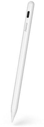 Hama Tabletstift für iPad (hochpräziser Stift mit Neigungsfunktion, aufladbar, Touchpen mit 12 h Akku, unterstützt Scribble Funktion ab iPadOS 14, zum Malen, Schreiben, Skizzieren) weiß