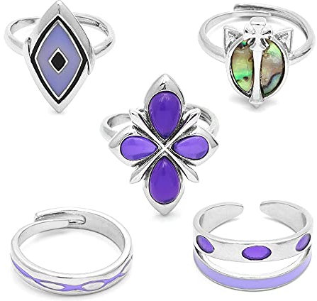 MayDee Genshin Figur Ring Cosplay Prop Zubehör, 5 Genshin Fatui Ringe Anime Vintage Open Ring Für Fans