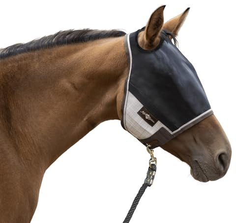 Kensington 90% UV Fly Mask Halter CatchMask UViator - Without Ears & Forelock Freedom Web Trim *Roomy Fit*- X-Large, Desert Sand