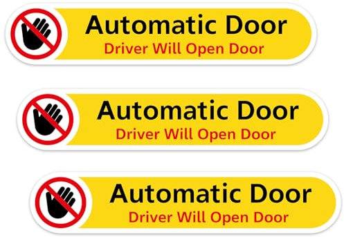 Automatischer Türaufkleber, 12,7 x 2,5 cm, Wasserdichte Vinyl-Aufkleber, Automatische Türwarnaufkleber, Fahrer öffnet Türschild, Auto-Aufkleber für Auto, Fahrzeug, Taxi, Fenster (3 Stück)