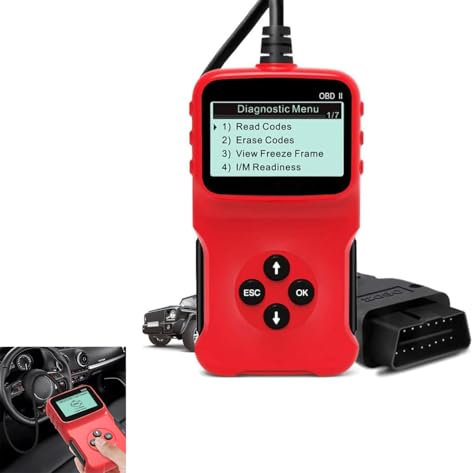 Dolaso Universal OBD2 Engine Fault Reader Car Scanner, Professional Auto Car Diagnostic Scanner Repair Tool, HD LCD Display Screen, I/M Readiness Smog Check CAN Diagnostic Scan Tool (RED)