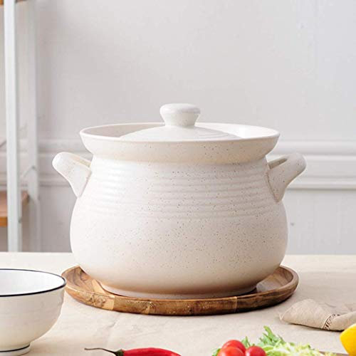 Olla de cerámica resistente al calor Olla caliente de doble mango olla de arcilla de cerámica con estufa olla de cerámica redonda plato