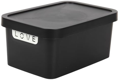 Jolie Max Plastic Storage Box with Lid, Stackable & Space-Saving 7.5L, Solid Matte Colour, Decorative Design, Durable Organizer for Home, Office, Bedroom, Kitchen – 31.5 x 21.5 x 14.5 cm (BLACK)