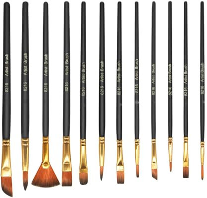 Pinsel Set 24 Stück, Aquarellpinsel Schwarz, Kunstpinsel Acryl Feine Pinsel Borstenpinsel Pinselset Haarpinsel Set für Malliebhaber Anfänger Künstler Erwachsene