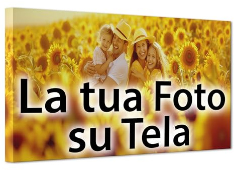 ConKrea - Quadro Personalizzato su Tela Canvas - Stampa la tua Foto su Tela in Alta Definizione con Telaio in Legno Massello - Pronto da Appendere - 100x40 cm