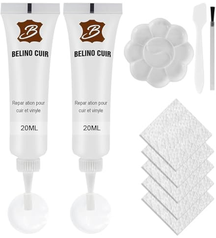 EZOULUOBA Lederreparatur Creme(2 Stück, Weiß) – Leder Reparatur Set für Sofa, Autositze & Kunstleder | Fiussigleder Reparatur Set zum einfachen Reparieren von Kratzern, Rissen & Löchern