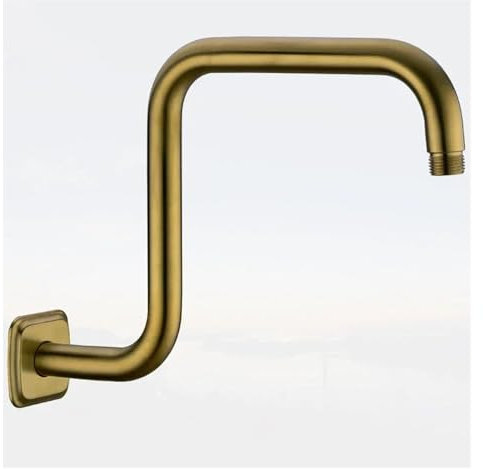 GUYTRM Tubo de extensión for cabezal de ducha con rociador de lluvia cromado for baño, accesorios de baño, brazo de ducha cuadrado de acero inoxidable lingli(Golden)