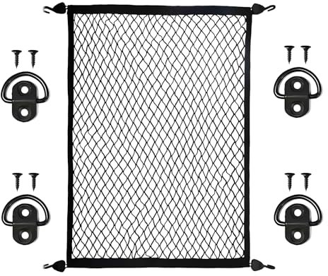 Kofferraum Netz - 80 x 100 cm Gepäcknetz Auto ausziehbar auf 210 x 140 cm,Mehrzweck Kofferraumnetz für Wohnmobil & Hundetransport | Ladungssicherung mit 4 ABS-Haken | Universell für 95% Fahrzeuge
