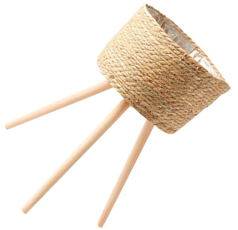 GALPADA Soporte para Macetas De Madera Cesta Tejida Pequeña 18 Cm para Interior y Balcón, Base Resistente y Ligera para Plantas, Decoración Funcional Hogar