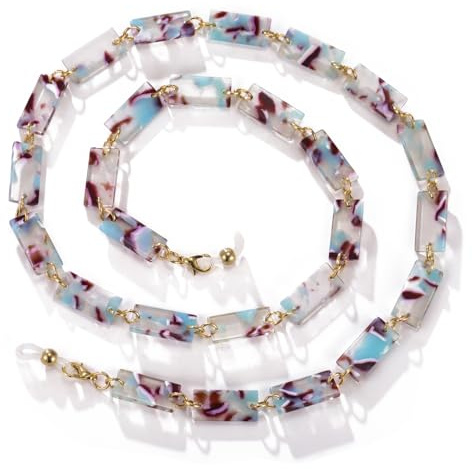 kkjoy Cadena para Gafas de Cuadrados Colores en Acrílico Cordones de Retención para Gafas de Sol para Vacaciones Playa Mujer Hombre (Multicolor Azul Púrpura)