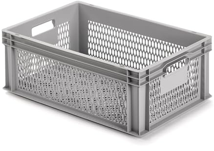 1a-TopStore Eurobox staplings- och transportlåda, öppnade, perforerade, öppna handtag, olika storlekar (60 x 40 x 22 cm)