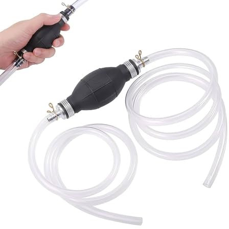 Henyall Siphon Pump,Manual Hand Syphon Pump,Transfer Púmp,Portable Gas Siphon Hose Púmp,2m PVC Siphón Hose with Clamps and Extended Brass Fittings for Oil,Gasoline,Diesel,Fluid,Water Fish Tank
