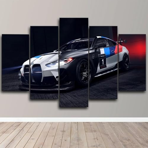 Modernos murales XXL Sala de estar Decoración del Hogar 5 Piezas Cuadros Lienzo XXL Regalo Creativo Decoración de Pared Coche Impresión HD Póster 5 Piezas Mural