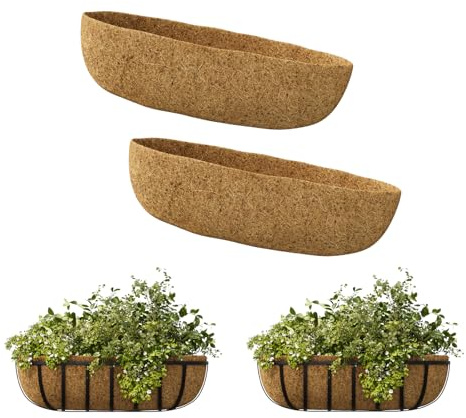 Bamworld 2-pack 66cm Hängande Kruka Foder, Tjockt Kokosfiber Foder, Växthållare Ersättning för Vägg och Fönsterlådor, Inomhus och Utomhus Användning