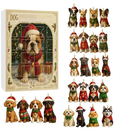 Calendari Avvento Per Cani 2025, Calendario Del Conto Alla Rovescia Di Natale Per Cani, Ornamenti Acrilici 2d 24 Giorni, Decorazione A Albero Di Natale,per Amanti Degli Animali