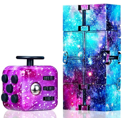 Chennyfun Anti Stress Spielzeug,Fidget Toys Set, Bunt Fidget Toys, Galaxie Infinity Cube Unendliche Flip Würfel zum Stressaubbau bei Nervösität, Fidget Toy Kleine Geschen für Kinder und Erwachsene