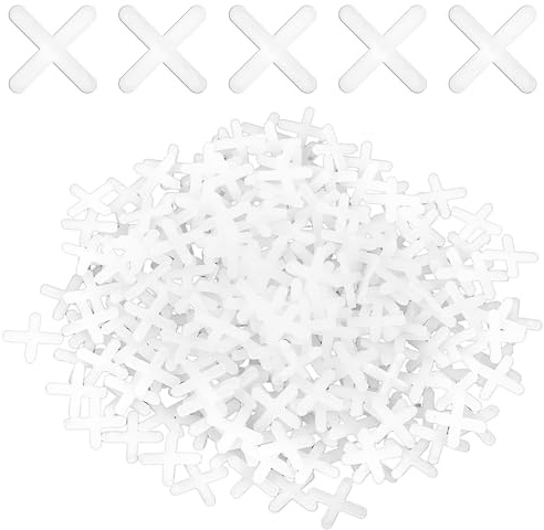 Yuanchu 500 pezzi a croce per piastrelle, 3 mm, in PVC bianco, distanziatore per piastrelle a croce per una posa precisa su parete e pavimento