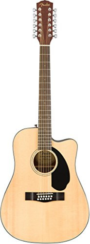 Fender CD-60SCE 12-String Acoustic Electric Guitar, with 2-Year Warranty, with Fishman Pickup with Tuner and Equalizer, Rounded Walnut Fingerboard, Glossed Natural Finish, Mahogany Construction