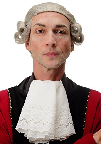 WIG ME UP- F2588-51 Peluca calidad hombre Barroco Renacimiento Mozart noble rey rizado rizos corto gris