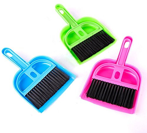 Greenlans Mini-Kehrschaufel-Bürste für den Schreibtisch, Kunststoff, Reinigungsbesen, Besen-Set, praktischer Reiniger, Schneebesen für Haustiere, Haushaltsgerät, zufällige Farbe