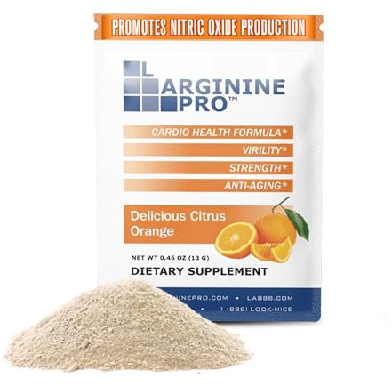 L-ARGININE PRO Supplement Powder | 30 Packets Single Serve Travel Size | 5,500mg of L-arginine Plus 1,100mg L-Citrulline, Orange